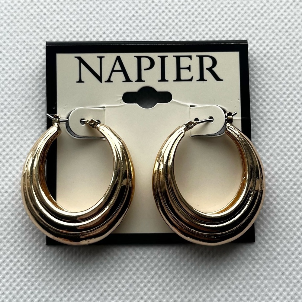 NAPIER- NWT Gold and Silver Hoop Chunky Earrings